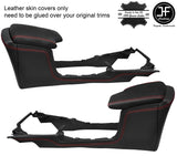 RED STITCH CENTRE CONSOLE & ARMREST LID LEATHER COVERS FOR TOYOTA HILUX 16-19