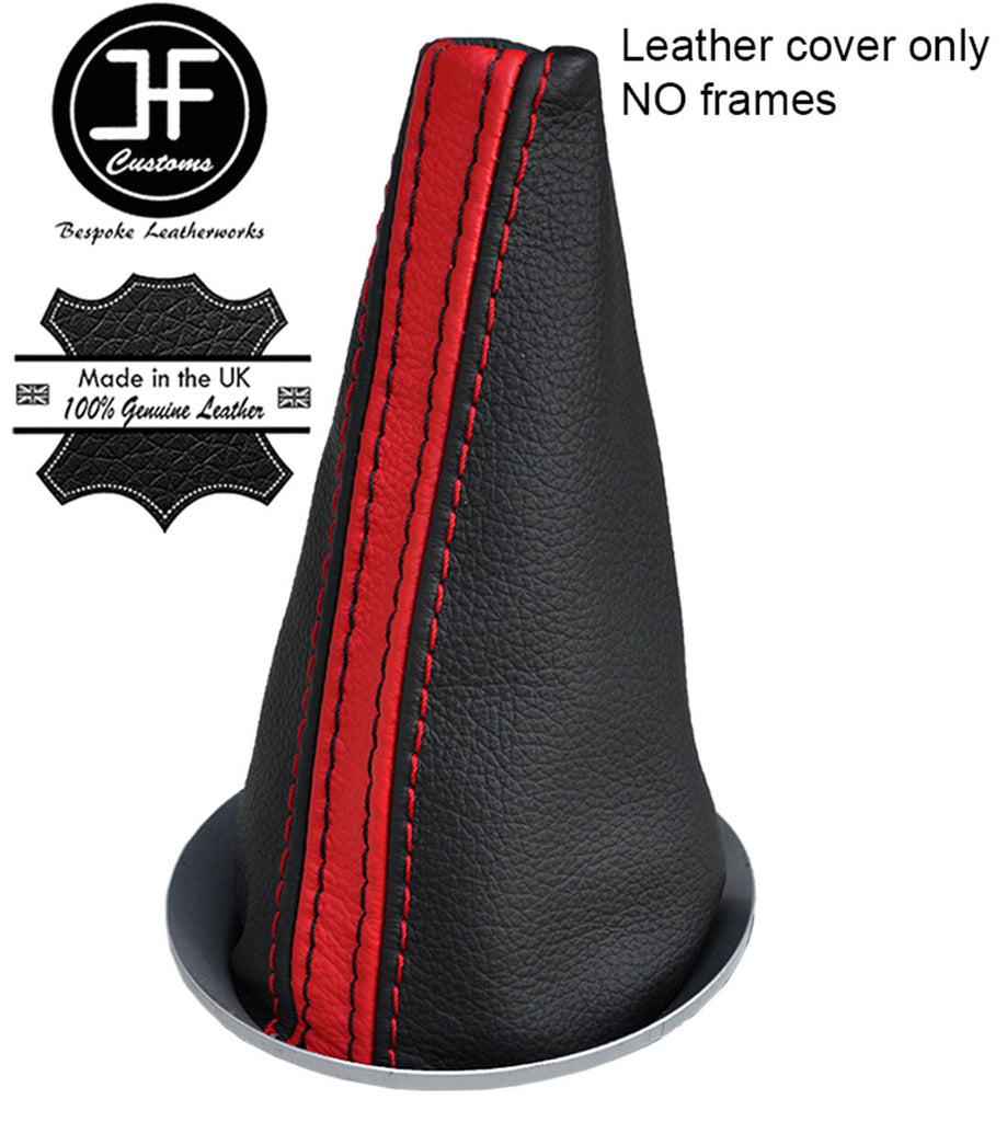 BLACK & RED STRIPE TOP GRAIN LEATHER GEAR GAITER FITS BMW MINI R55 R56 R57
