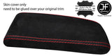 RED STITCHING REAL SUEDE ARMREST LID COVER FITS DACIA DUSTER 2010-2017
