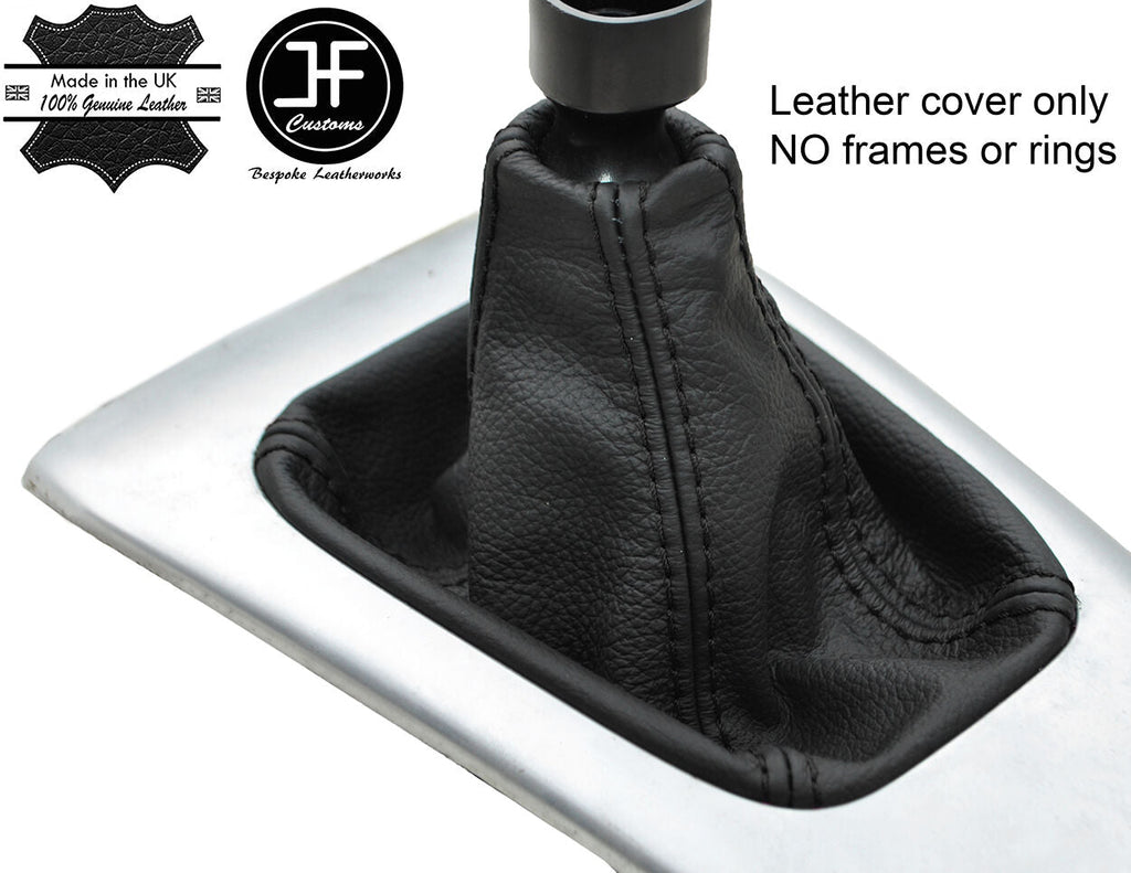 BLACK STITCHING TOP GRAIN REAL LEATHER GEAR GAITER FITS SAAB 93 9-3 2003-2012
