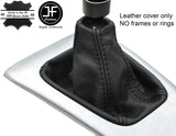 BLACK STITCHING TOP GRAIN REAL LEATHER GEAR GAITER FITS SAAB 93 9-3 2003-2012