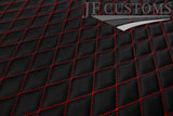RED DIAMOND STITCH QUILTED LEATHER PADDED PANEL LUXURY PREMIUM 125CM X 85CM