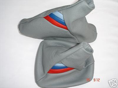 GEAR HANDBRAKE GAITER SET GREY TRI STRIPES FITS BMW E36 E46 CUSTOM NEW