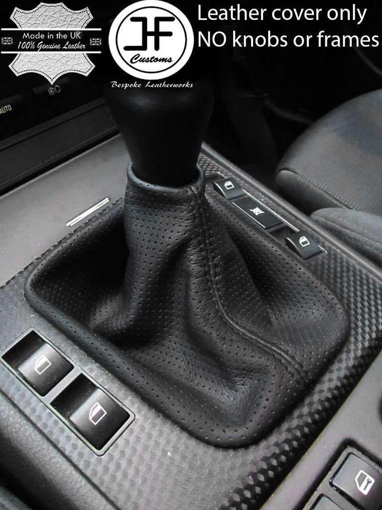 BLACK STITCHING PERFORATED LEATHER GEAR GAITER FITS BMW E36 E46 1991-2005