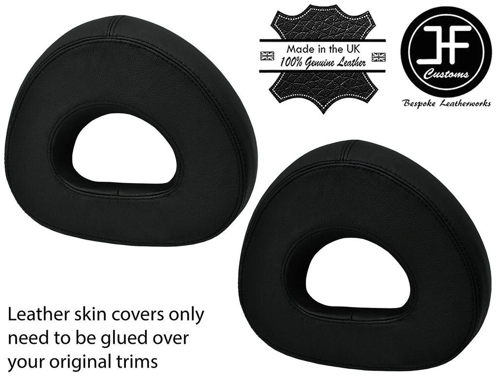 BLACK STITCH 2X HEADREST REAL LEATHER COVERS FOR SMART ROADSTER 452 2003-2005