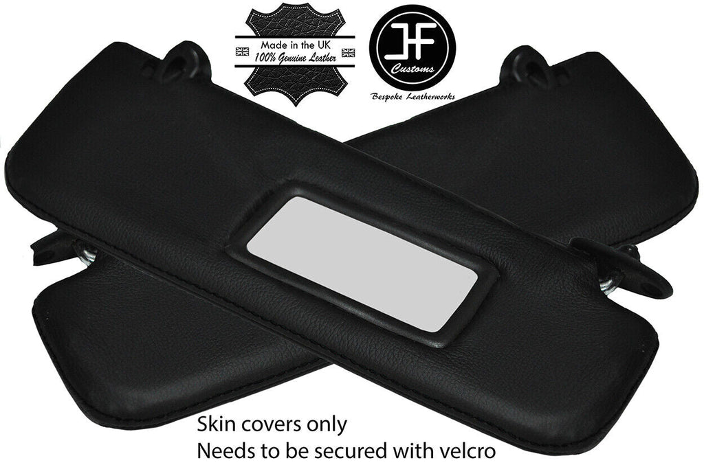 BLACK STITCH 2X SUN VISORS REAL LEATHER COVERS FITS HYUNDAI COUPE 1999-2001