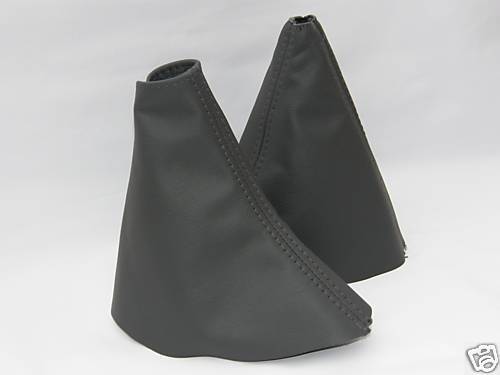 FITS KIA CARENS BLACK GENUINE LEATHER GEAR+HANDBRAKE GAITER CUSTOM NEW