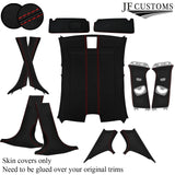 RED STITCH LEATHER & LUXE SUEDE COVERS FOR BMW F30 11-19 SALOON TOP RECOVERY KIT