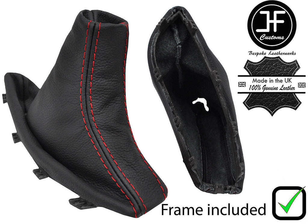 RED STITCH REAL LEATHER HANDBRAKE GAITER + PLASTIC FRAME FOR BMW X3 E83 03-10