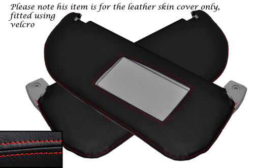 RED STITCH 2X SUN VISORS LEATHER SKIN COVERS FITS CITROEN C3 2002-2009