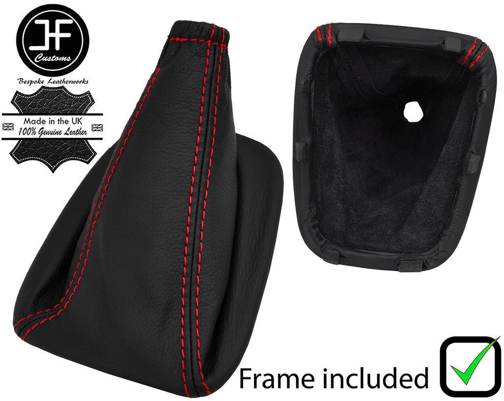 RED STITCH LEATHER MANUAL GEAR GAITER+PLASTIC FRAME FITS KIA CERATO 2004-2009