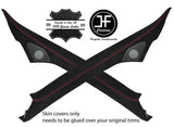 RED STITCH 2X A PILLAR REAL SUEDE COVERS FITS AUDI A3 CONVERTIBLE 2008-2013