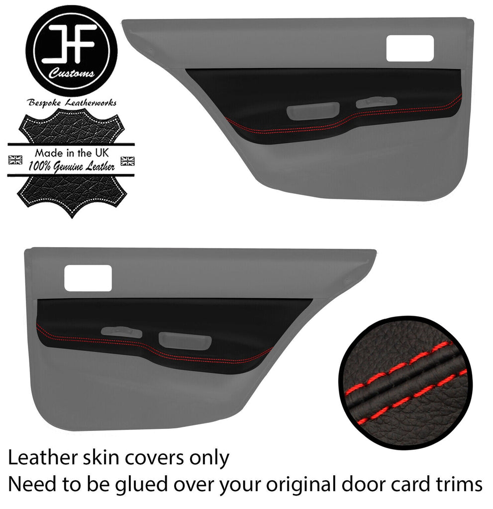 RED  STITCH 2X REAR DOOR CARD TRIM LEATHER COVERS FOR MITSUBISHI EVO 7 8 9 JF1