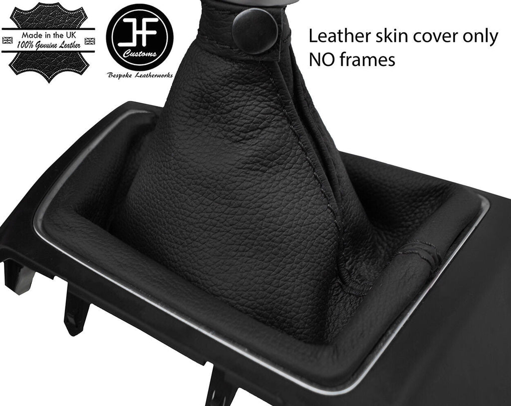 BLACK STITCH TOP GRAIN REAL LEATHER MANUAL GEAR GAITER FITS HYUNDAI I20 15-18