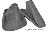 WHITE STITCH MID GREY SUEDE MANUAL GAITERS FITS BMW 1 SERIES E81 E82 E87 04-12