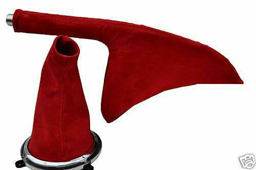 RED SUEDE FITS HONDA CIVIC TYPE R EP3 2001-2005 GEAR + HANDBRAKE GAITER SET