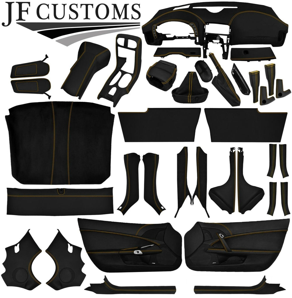 YELLOW STITCH LEATHER COVERS FOR CORVETTE C6 05-13 FULL INTERIOR RECOVERY KIT