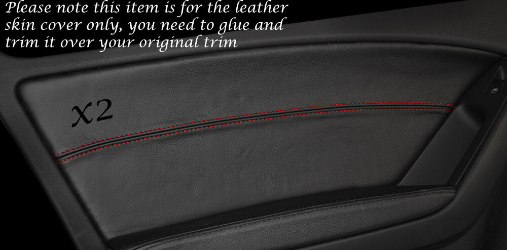 RED STITCH 2X FRONT DOOR CARD LEATHER SKIN COVERS FITS AUDI A4 B8 2007-2013