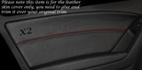 RED STITCH 2X FRONT DOOR CARD LEATHER SKIN COVERS FITS AUDI A4 B8 2007-2013