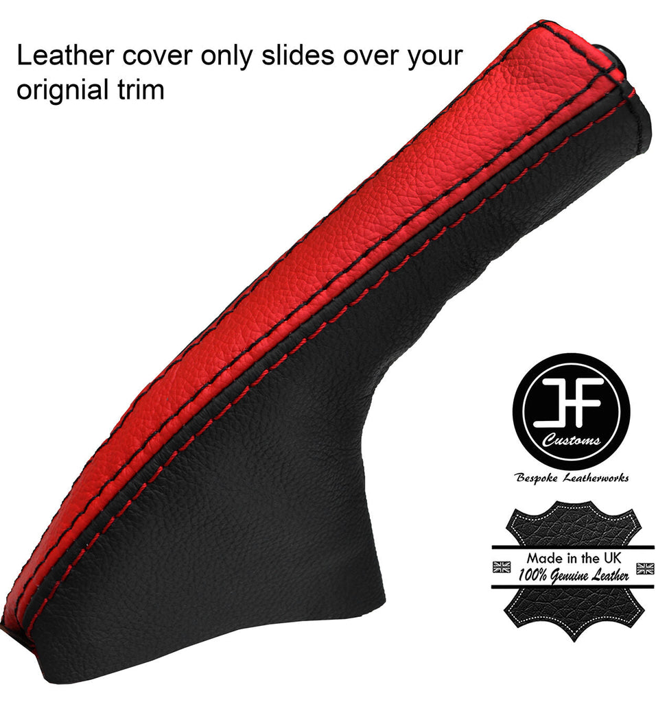 BLACK & RED TOP GRAIN LEATHER HANDBRAKE GAITER FITS TOYOTA MR2 MK1 AW11 84-89