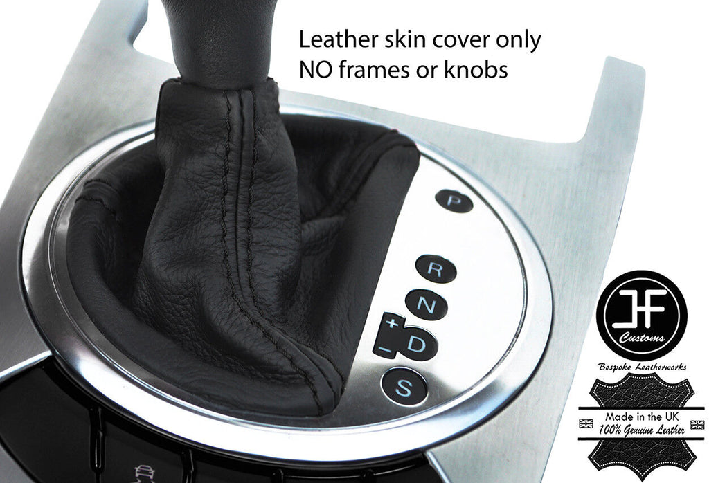 BLACK STITCH TOP GRAIN LEATHER AUTO AUTOMATIC GEAR GAITER FOR AUDI TT MK2 06-14
