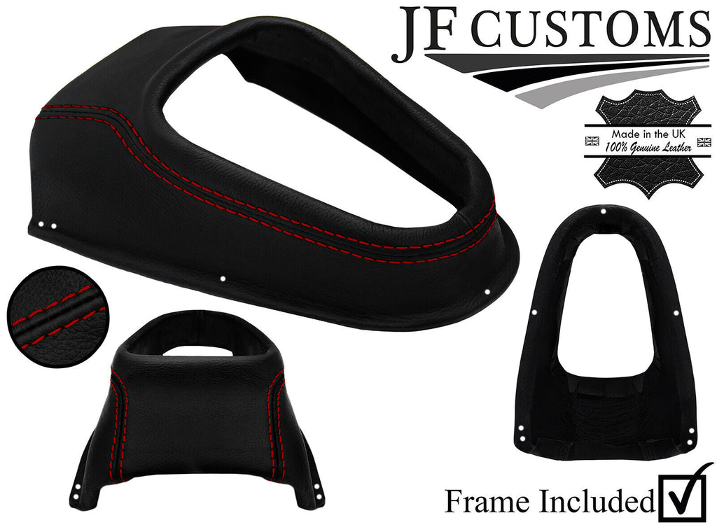 D RED STITCH LEATHER GEAR SURROUND GAUNTLET COVER+FRAME FOR JAGUAR E TYPE S2