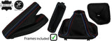 RED & TRI STITCH LEATHER MANUAL GAITER SET+PLASTIC FRAME FOR BMW 5 E39 95-03