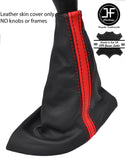 BLACK & RED STRIPE TOP GRAIN REAL LEATHER GEAR GAITER FITS PEUGEOT 806 94-06