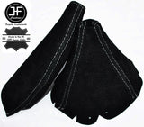 WHITE STITCHING GEAR HANDBRAKE BLACK SUEDE SET FITS MAZDA MX5 MK2 2001-2005 NB