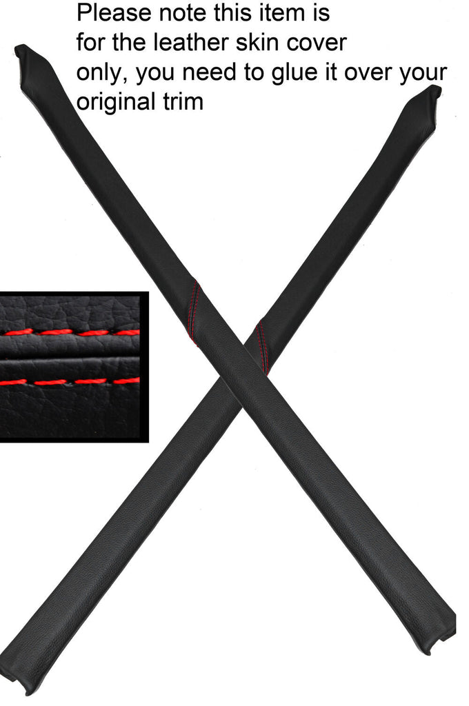 RED STITCH 2X REAR BOOT TRUNK PILLAR LEATHER COVERS FITS PORSCHE 928 S2 S4