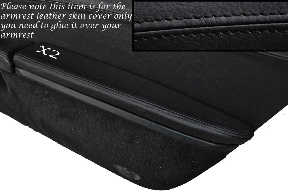 BLACK STITCH 2X DOOR ARMREST SKIN COVER FITS PORSCHE BOXSTER 987 & CAYMAN 05-12