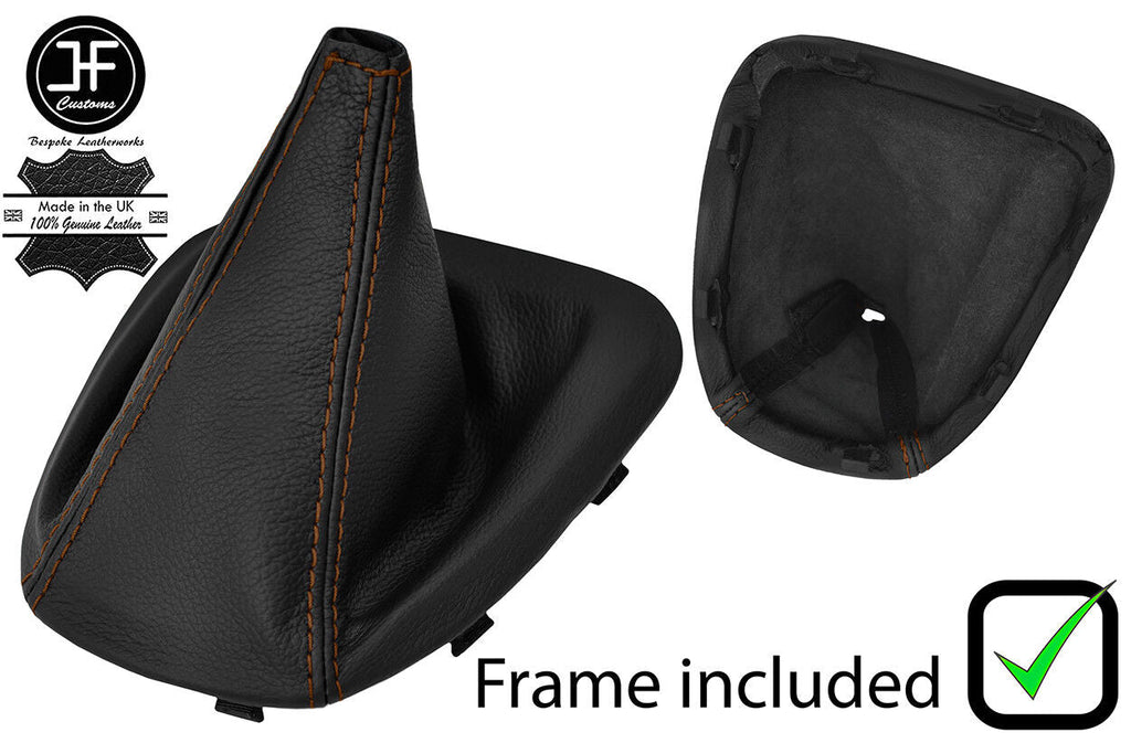 BROWN  STITCH LEATHER GEAR GAITER+PLASTIC FRAME FITS FIAT BRAVO II MK2 07-14