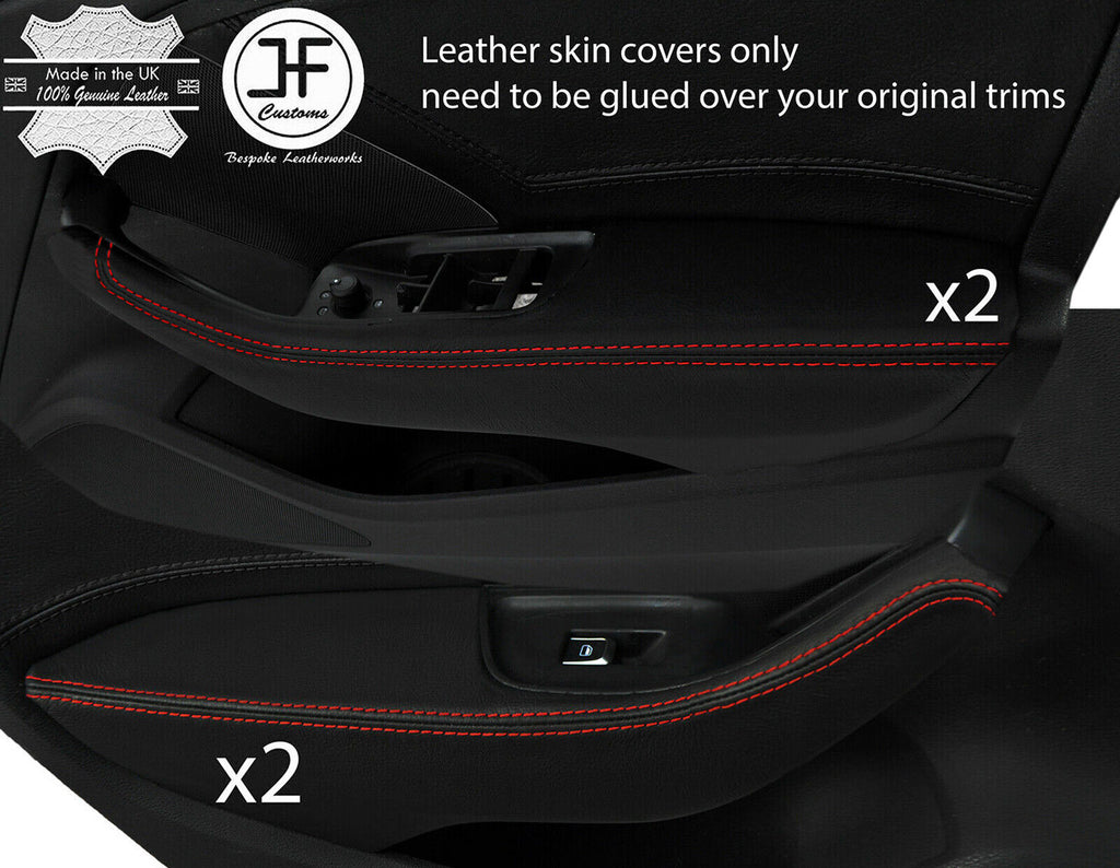 RED STITCH 4X DOOR HANDLE ARMREST KIT LTHR COVERS FOR AUDI A3 13-20 5 DR JF1