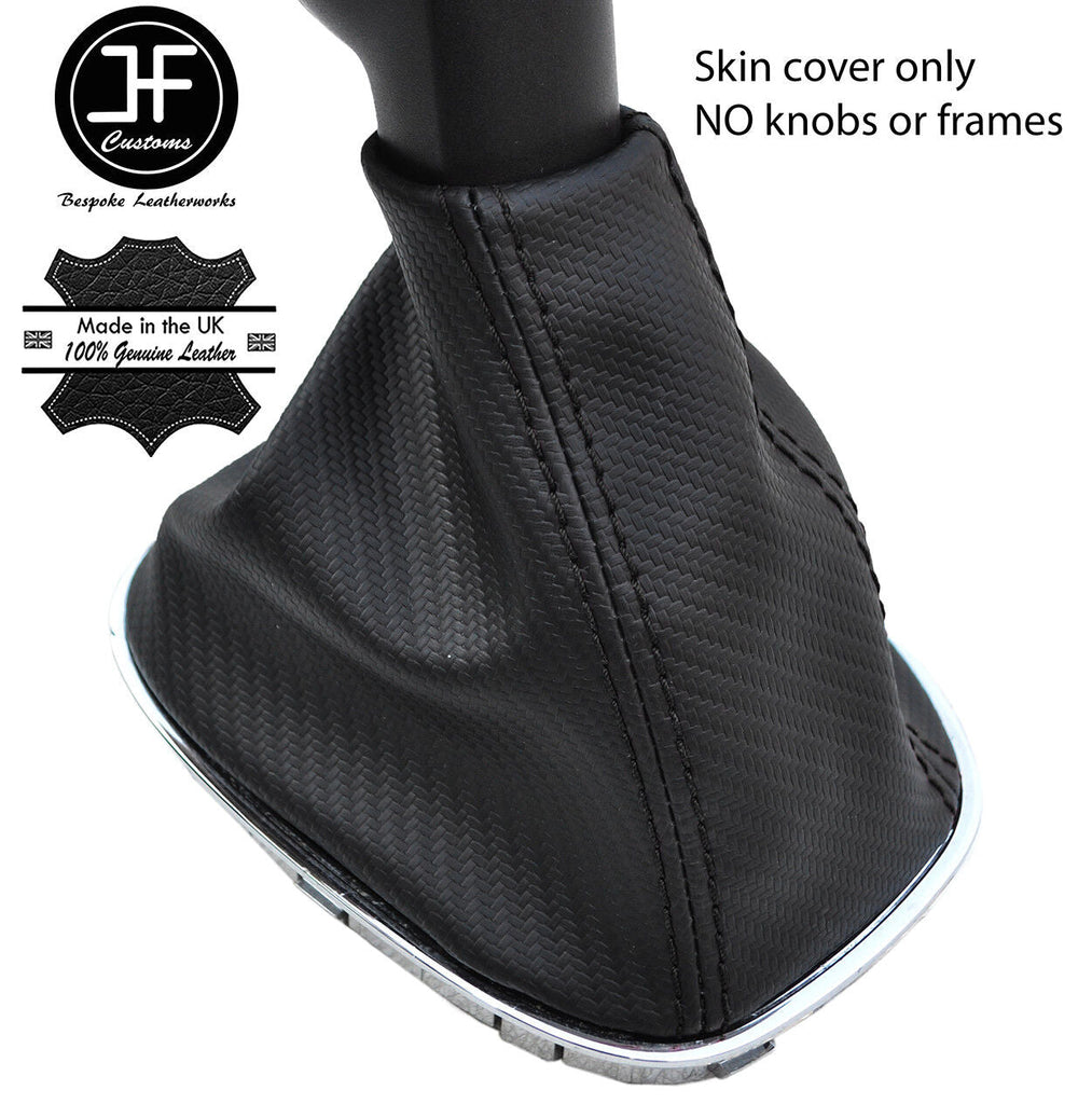 BLACK STITCH CARBON FIBER VINYL MANUAL GEAR GAITER FOR VAUXHALL CORSA D 06-14