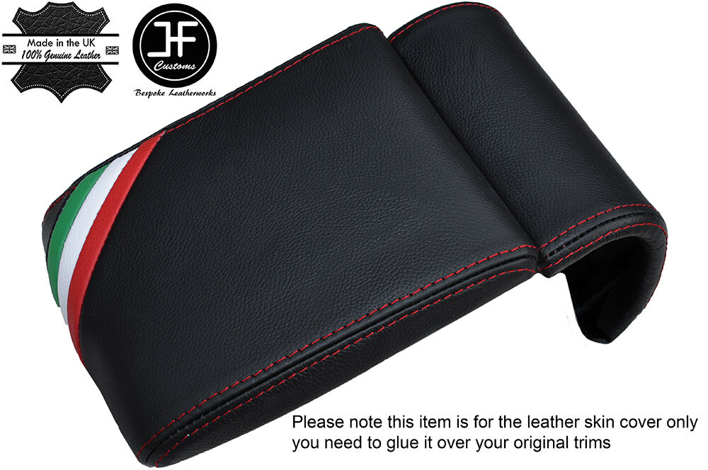 RED STITCH ITALIAN FLAG LEATHER ARMREST COVER FITS ALFA ROMEO GIULIETTA 10-16