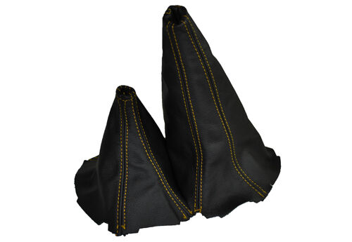 YELLOW STITCH FITS TOYOTA HILUX  2012 + MANUAL 4X4 LEATHER GEAR GAITERS