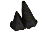YELLOW STITCH FITS TOYOTA HILUX  2012 + MANUAL 4X4 LEATHER GEAR GAITERS