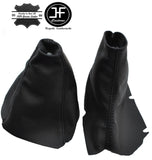 BLACK STITCHING FITS VOLVO S60 2000-2007 GEAR HANDBRAKE LEATHER BOOT SET