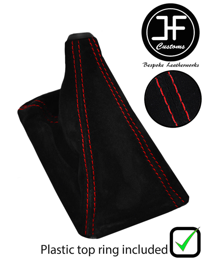 RED STITCH SUEDE GEAR GAITER WITH TOP RING FOR HONDA CIVIC 1988-1995 CUSTOM NEW