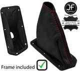 RED STITCH LEATHER HANDBRAKE GAITER+PLASTIC FRAME FOR FORD CORTINA MK5 79-82