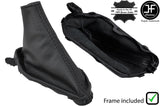BLACK STITCH LEATHER HANDBRAKE GAITER+PLASTIC FRAME FITS MAZDA MX5 MK4 15-2018