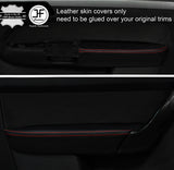 RED STITCH 2X FRONT DOOR ARMREST REAL LEATHER COVERS FITS VW TOURAN 2003-2010