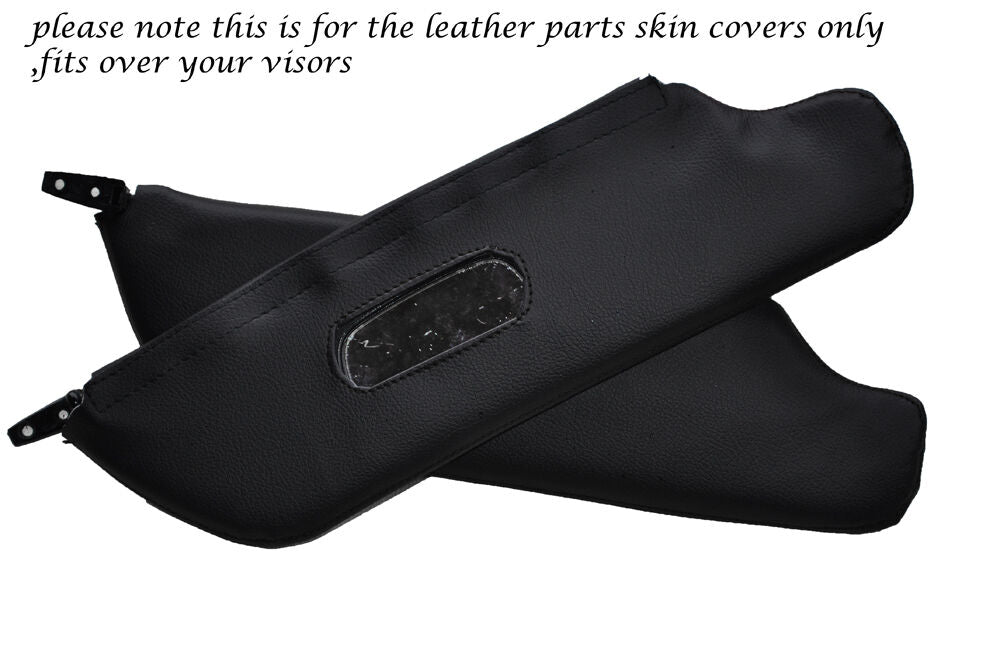 BLACK STITCH 2X SUN VISORS LEATHER COVERS FITS FIAT 124 SPIDER 1966-1977