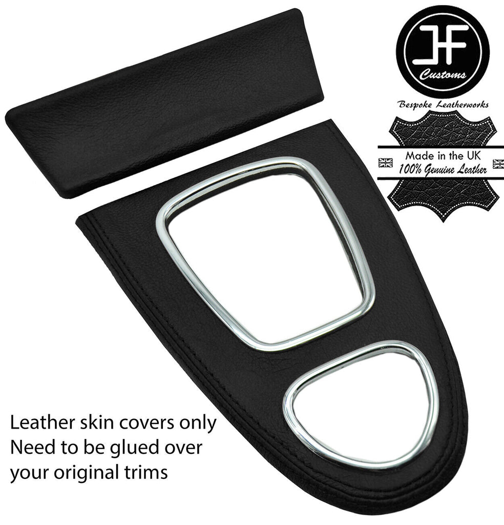 BLACK REAL LEATHER GEAR SURROUND ASHTRAY TRIM COVERS FOR JAGUAR S-TYPE 99-08