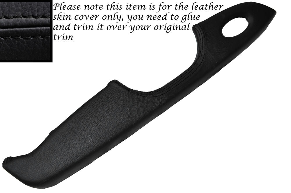 BLACK STITCH 2X FRONT DOOR HANDLE ARMREST SKIN COVERS FITS MERCEDES E CLASS W211