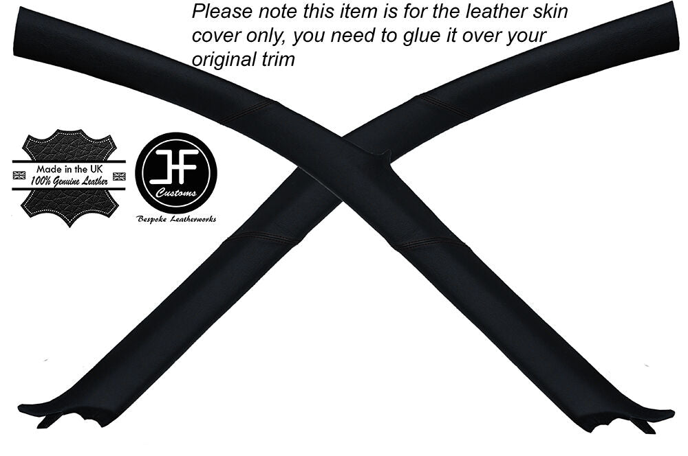 BLACK STITCHING 2X A PILLARS LEATHER SKIN COVERS FITS HYUNDAI COUPE 2002-2009