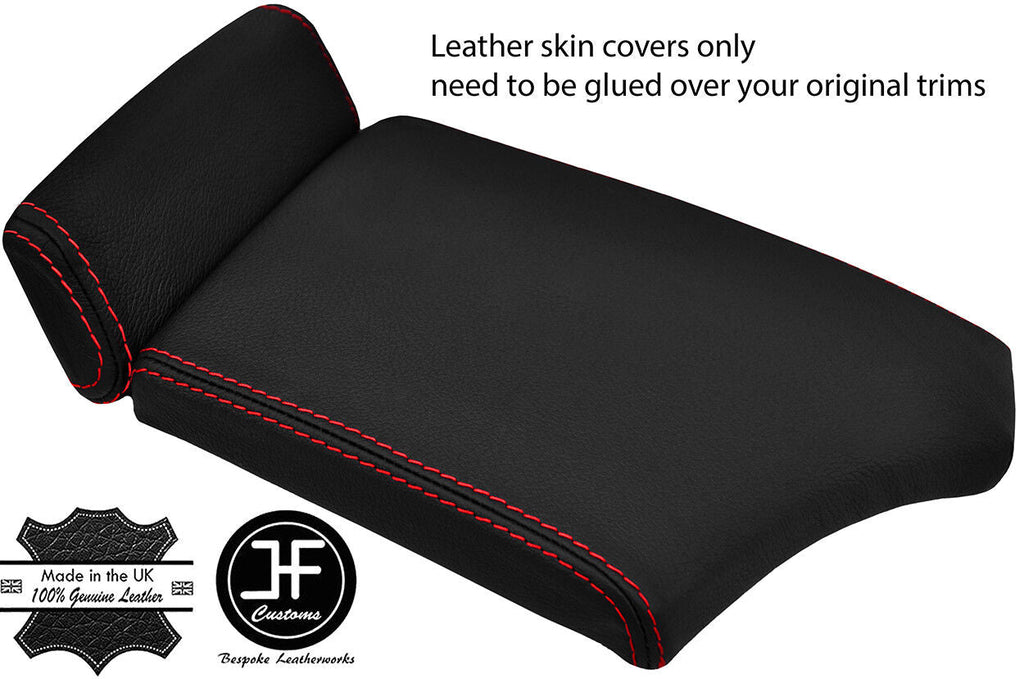 RED STITCH ARMREST TOP GRAIN LEATHER COVER FOR BMW 5 SERIES E60 E61 2003-2011
