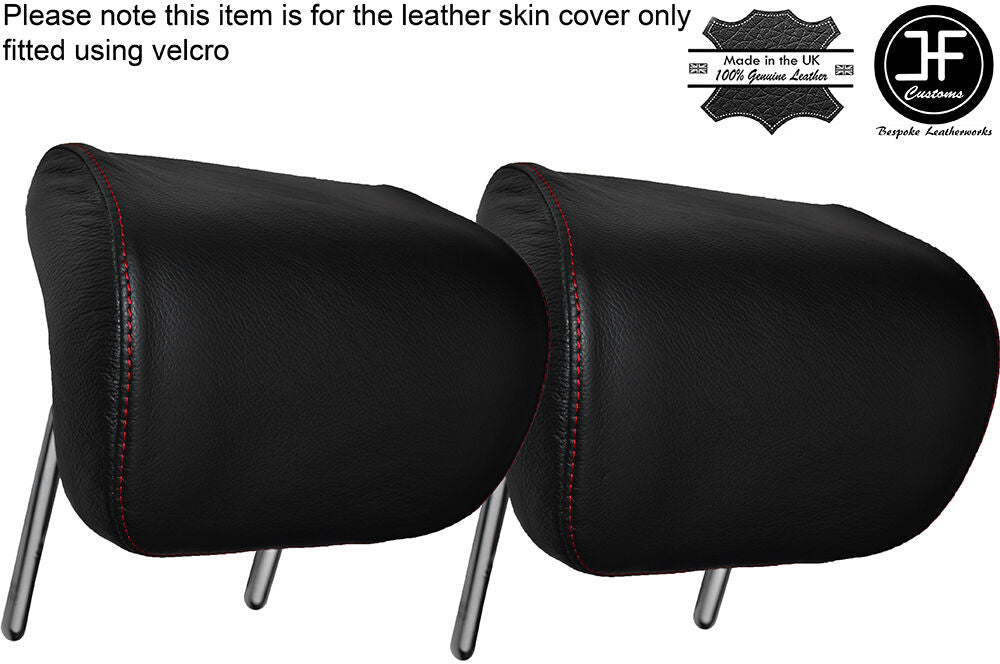 RED STITCHING 2X REAR HEADREST LEATHER SKIN COVERS FITS AUDI A4 B8 2008-2013