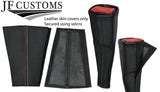 RED GREY SPORT STITCH LEATHER 2X SEAT BELT LONG COVERS FOR AUDI A4 B9 15-20