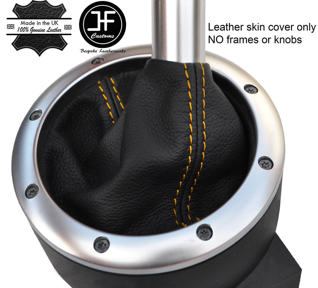 YELLOW STITCH TOP GRAIN REAL LEATHER MANUAL GEAR GAITER FITS AUDI TT MK1 98-06
